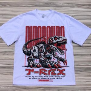 White colored graphic patterned baggy T-shirt with aesthetic design