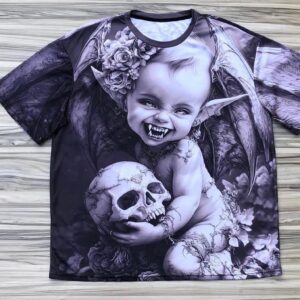 Graphic patterned baggy T-shirt with aesthetic design