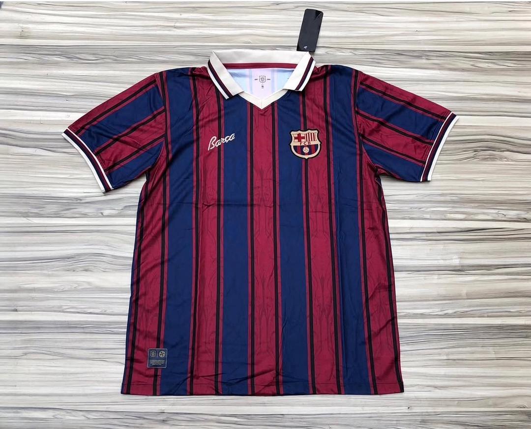 FC Barcelona collar neck striped patterned jersey